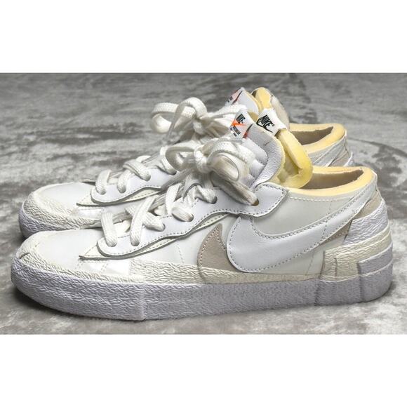 Nike Blazer x Sacai Low White Patent Leather Retro Sneakers Mens 8 DM6443-100 main image 14